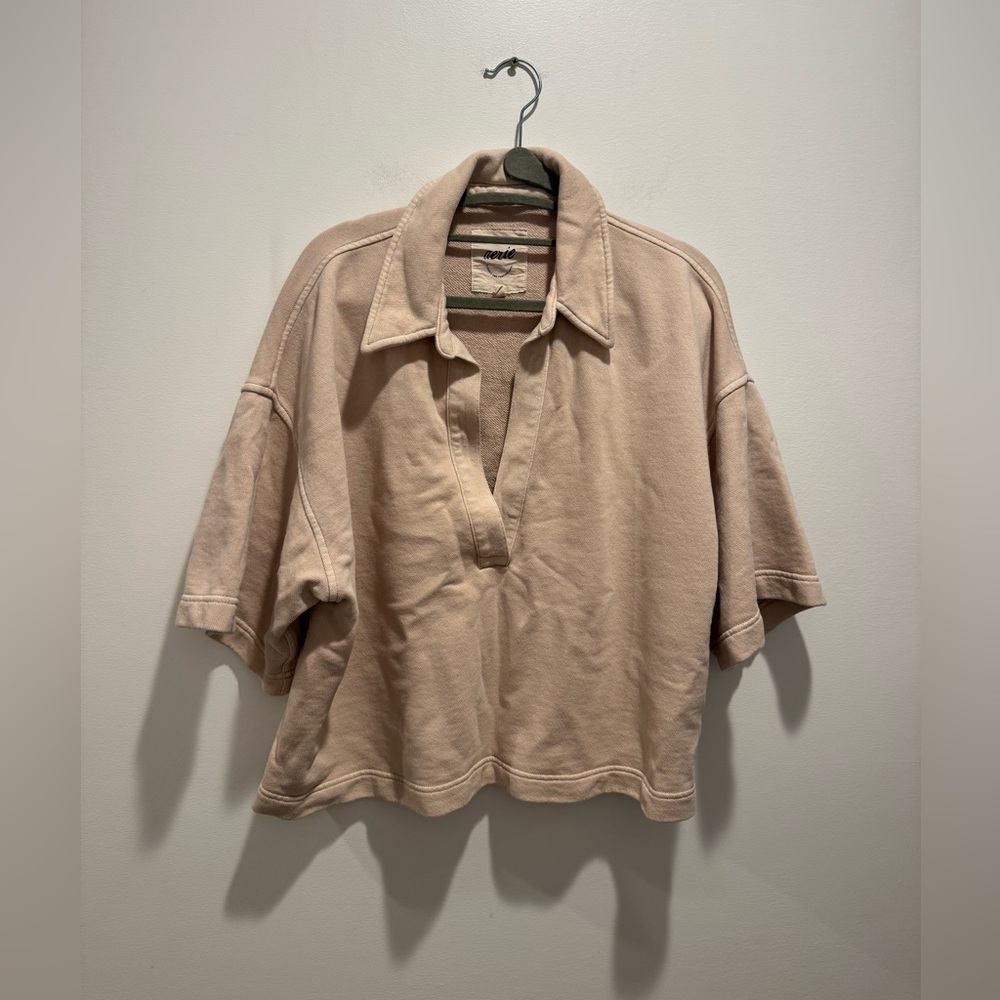 Aerie Vintage Polo Short Sleeve Sweatshirt